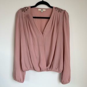 Pink Embellished Shoulder Top